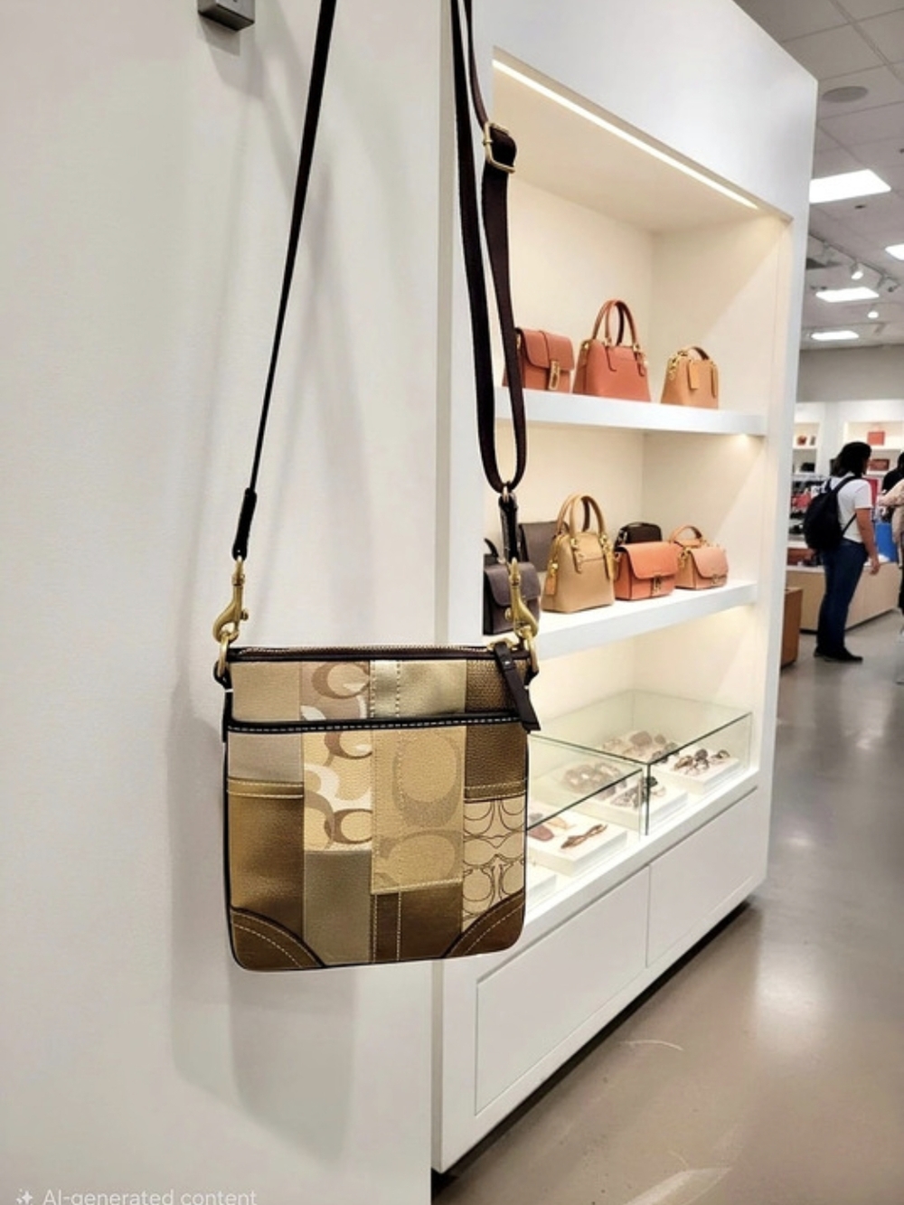 Coach Patchwork Swingpack Crossbody in Brown & Gold
